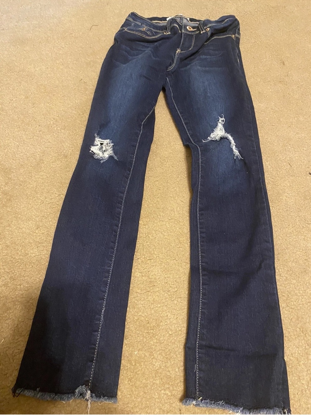 YMI Girl Wanna Betta Fit Jeans Girls Size 14 Mid Rise Skinny Leg Denim Blue Zip